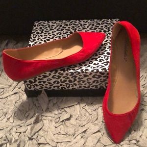 Red Flat Pointed Toe Shoes